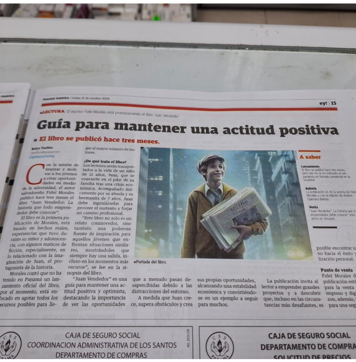 Recorte de prensa: reseña del trabajo de Fidel Morales